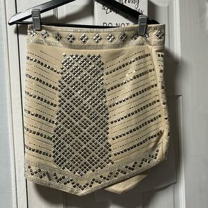 Rhinestone Size large Beige Skirt